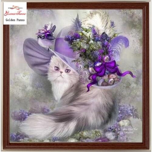 Golden panno,5D,diy diamond embroidery,full,round,Diamond Painting,Cross Stitch,3D,diamond,Mosaic,Needlework,Cat princess 727Q