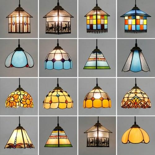 Artpad Mediterranean Style Moroccan Lamp Stained Glass Shade AC110V-220V Mosaic LED Pendant Lights for Hallway Aisle Corridor