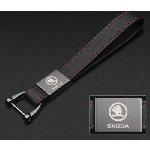 Car Keychain For Skoda Octavia Superpa Kodiak Fabia With Logo Key Buckle Genuine Leather Alloy Key Ring Novel Gift