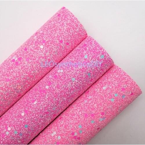 1PC 21X29CM Glitter Fabric, Chunky Glitter Leather, Pink Glitter Leather Sheets For Making Bows LEOsyntheticoDIY 2S07D