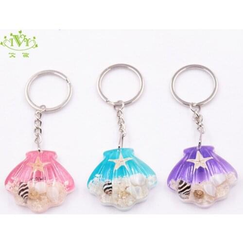 Shell Key Netural Starfish Ring Key Chain KeyRing Crystal Pendant Keychain Women Wedding Birthday Party Gift Jewelry Souvenir