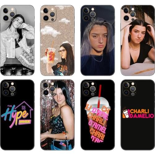Black tpu case for iphone 5 5s se 2020 6 6s 7 8 plus x 10 XR XS 11 12 mini pro MAX back cover Charli Damelio