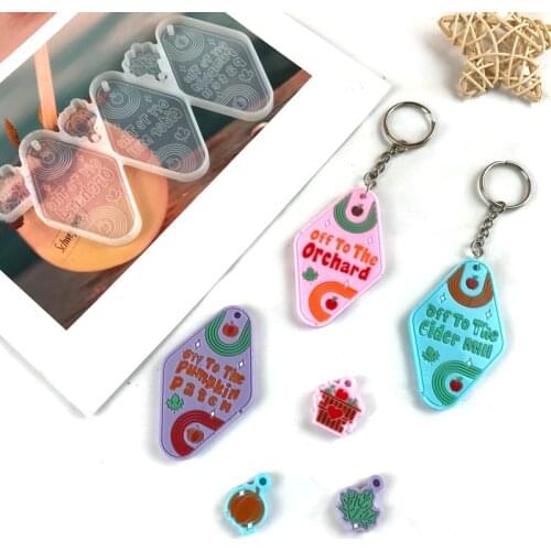 DIY Keychain Silicone Mold Keychain Pendant Backpack Decoration Mirror Crystal Epoxy Resin Mold