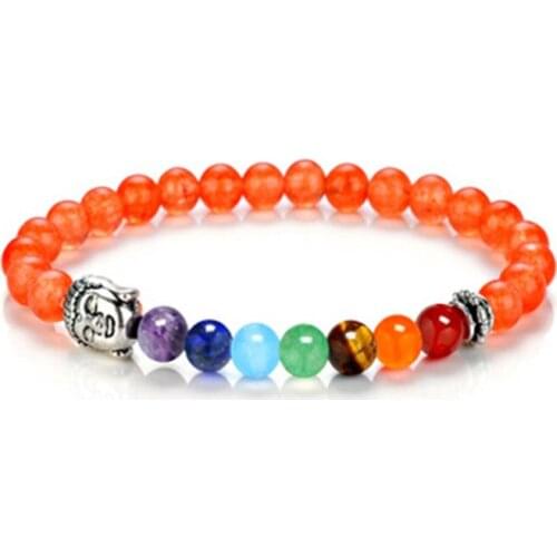 Druzy 6PC 6mm Round Bead Natural Agates Lava Volcanic Stone 7 chakra Bracelet Lapis Lazuli Colorful Buddha Head String Bracelet