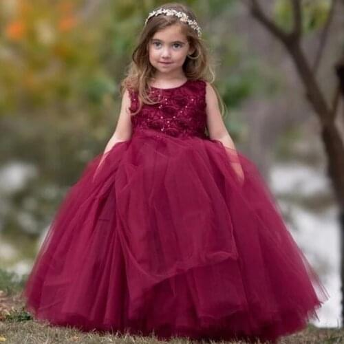 Beautiful Flower Girl Dresses For Weddings Fluffy Tulle Sleeeveless Backless First Holy communion Pageant Party Dresses