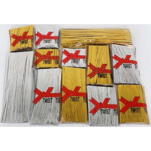 Hot Selling 800Pcs Metallic Twist Tie Wire 4MM Width Packaging Rope Wire For Cake Pops Sealing Cello Bags Craft Decoration