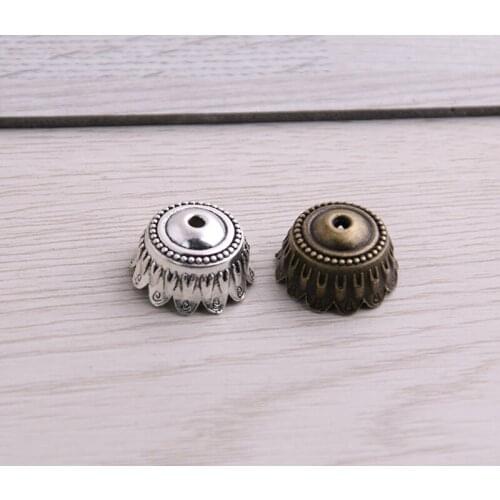 SWEET BELL 20pcs 9*17*17mm Two Color Retr Bead Caps Charm Hollow Round Pendants Jewelry Accessories DIY Receptacle Charms