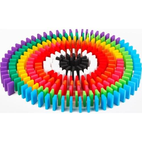 Montessori Toys Children Early Educational Learning Puzzle Wooden Toys Colored Domino Kids Brain-Training Toy 100Pcs/Set