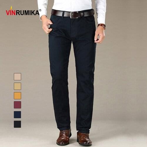 2020 Large Size 29-46 Spring Autumn Mens Business Casual Black Blue Straight Work Pants Man Cotton Khaki Pant Red Long Trousers