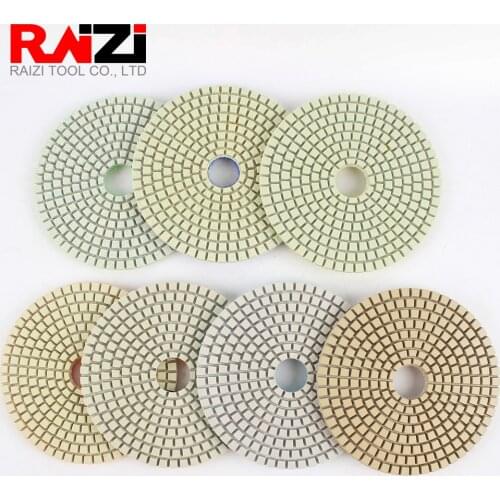 Raizi 7 Pcs 4 inch/100 mm diamond polishing pads set for granite marble engineered stone wet sanding disc granite tool
