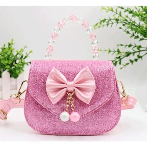 2020 New Fashion Sweet Shiny Messenger Bag Little Girls Cartoon Bowknot Shoulder Crossbody Bags Baby Princess Mini Purse Handbag