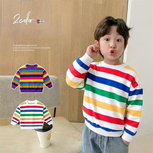 New Spring and Autumn Boys and Girls Rainbow Sweatshirts Autumn Sweatshirts