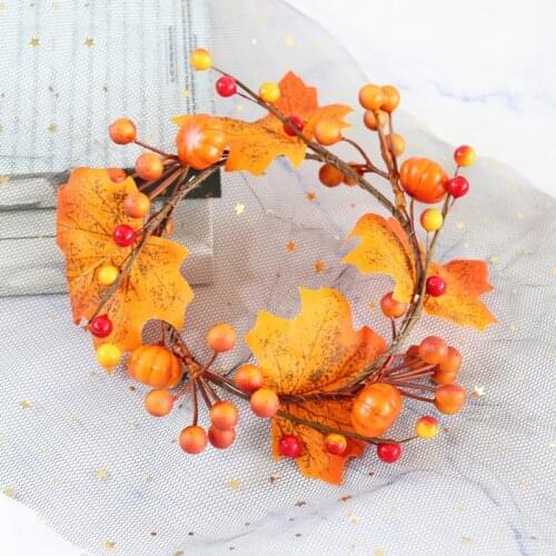 Autumn Christmas Holiday Decor Home Window Maple Pumpkin Wreath Halloween Decoration Thanksgiving Wreath