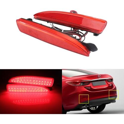 ANGRONG 2X Red LED Rear Bumper Reflector Tail Brake Stop Fog Light For Mazda 2 3 DY Axela BK BM For Mazda 5 6 CR19 Atenza GJ