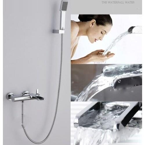 Simple set Bathroom Shower Faucets Brass Chrome Finised Wall Mounted Shower faucet With ABS Hand Shower Head Shower Faucet Sets