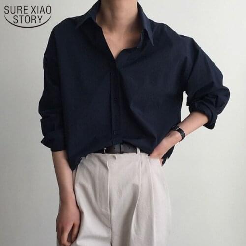 Simple Solid Color Wild Temperament Womans Blouses Korean Chic Style Spring New Vintage Loose Long Sleeve Womans Shirts 9700