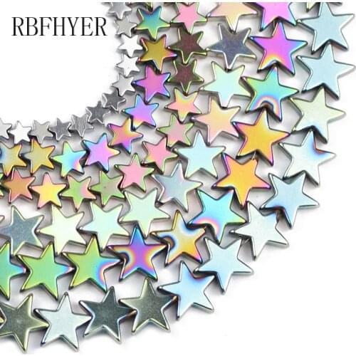 RBFHYER Gold,Purple,Green,Blue, Five-Pointed Star Hematite Natural Stone Loose Beads For Jewelry Making DIY Findings 4/6/8/10mm