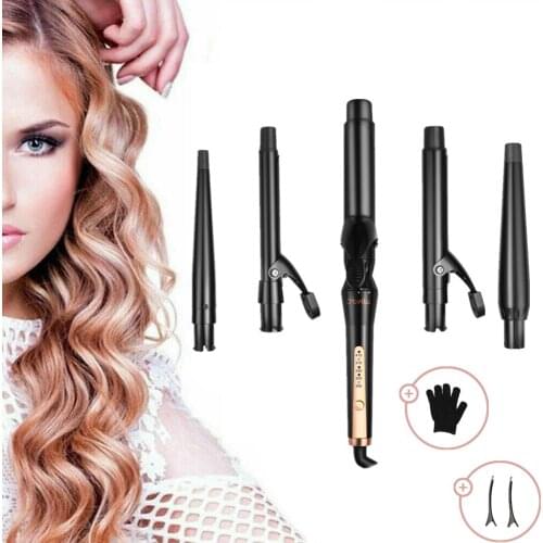 O'Bella 5-in-1 Curling Iron Wand Hair Crimp Corrugation for Hair Styling Tools 9-32mm Hair Crimper Professional Hair Curler C83