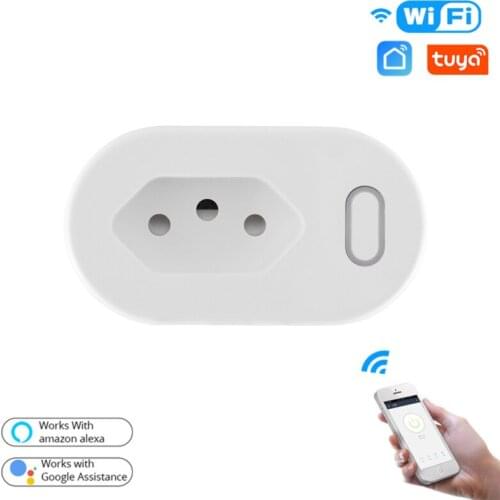 1Pcs Brazil Tuya WIFI Smart Plug 16A With Power Monitor Smart Life APP Timing Remote Socket Voice Control Via Alexa Google Home