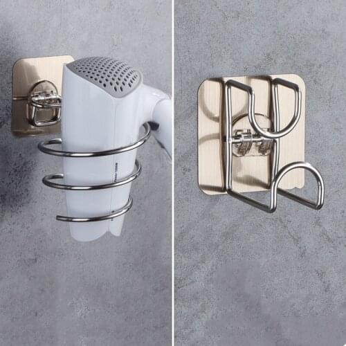 Hair Dryer Rack Stand Rack Shelf Bathroom Storage Accessories Wall Suction HolderStainless Steel Hair Dryer Holder Anti-rust