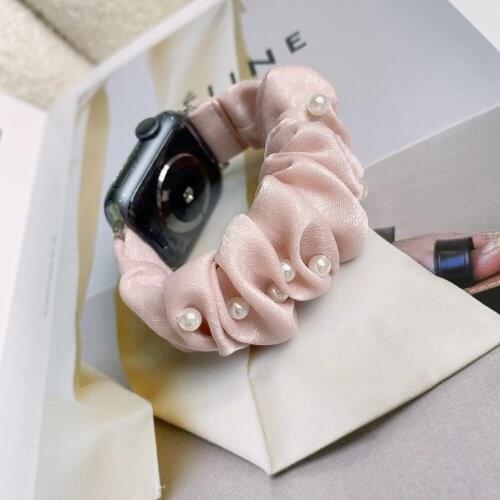 Hot-Selling Fabric Loop 38mm 40mm for Apple Watch Strap Series SE 6 5 4 3 2 1 for iWatch Pearl decoration Band Correa 42mm 44mm