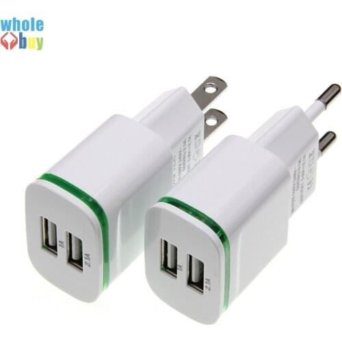 Quick Charger 2USB LED Universal Mobile Phone Charger for Samsung iphone Power Adapter Tablet display 5V 2A 200pcs/lot