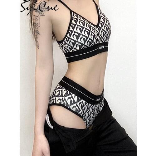 Sylcue Summer checkerboard Pattern camisole and shorts sexy 2two-piece suit for beach Beach leisure vacation Slim Comfortable