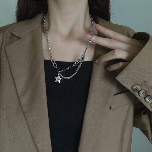 Five pointed star love necklace female lovely peach heart 2021 new trend small public design sense INS neck chain