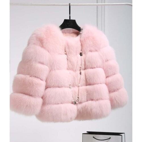 Winter Fashion FurCoats Women 2020 MinkTop Pink Elegant Thick Warm Outerwear Fake Fur Jacket Chaquetas Mujer