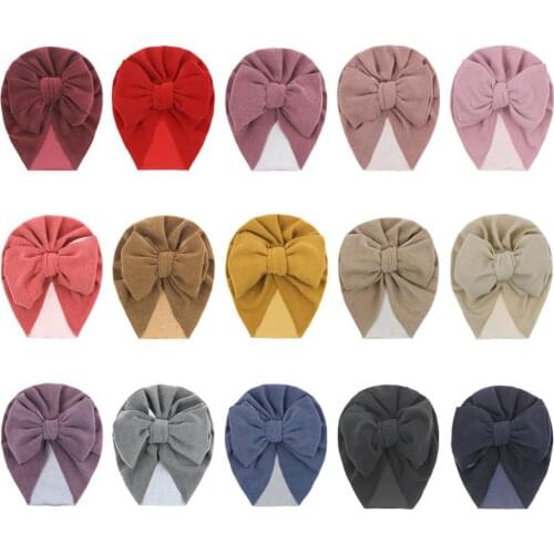 15Pcs/Lot Velvet Baby Turban Hat Newborn Infant Bebe Cap Beanie Top Bow Knot Photography Props Bonnet Soft Velour Headwrapss