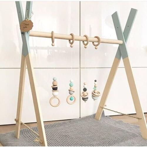 3 Pcs/set Nordic Baby Gym Frame Game Pendants Sensory Nursery Wood Ring-pull Toy