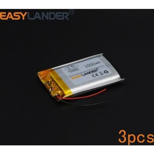 3pcs/Lot 3.7V 1000mAh Rechargeable li Polymer Li-ion Battery For Remote controller Flash lighting DIY PAD MP4 Lampe GPS 753050