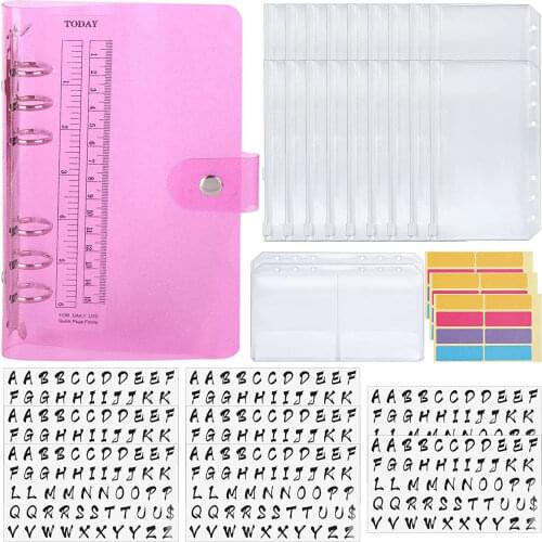 33 Pieces A6 Binder Budget Cash Envelopes Planner System Organizer,8 Alphabet Stickers,20 Binder Pockets,for Daily Money Saving