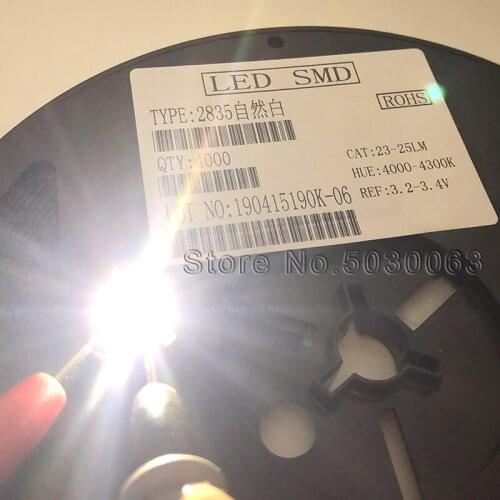 4000pcs/reel 2835 SMD LED Natural white 4000-4300K LED Light Emitting Diode 0.2W 23-25LM 3.0-3.2V bright lamp beads