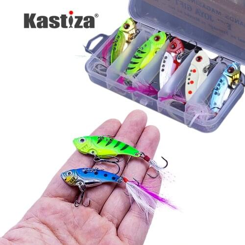 5pcs/box Metal VIB Lures set 7g 12g Vivid Vibration Spoon Lure kit Fishing Bait Bass Artificial Hard Bait VIB Bait with feather