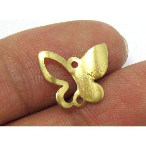 50pcs Brass findings pendant 12x14mm Butterfly Raw brass chain conector R454