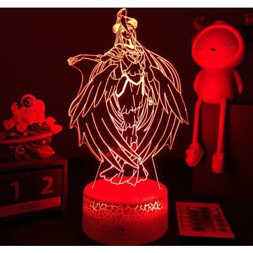 Anime 3d Lamp Overlord Led Night Light Albedo Figure Bedside Lamp for Bedroom Decor Child Kids Birthday Gift