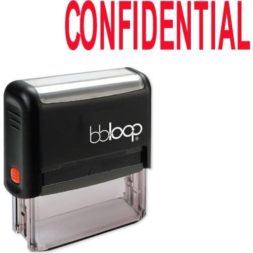 BBloop Self-Inking Rubber Stamp "CONFIDENTIAL", Rectangular, Laser Engraved, Red Ink Included