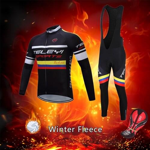 Free Shipping Warm Winter Cycling Clothing Men 2021 Thermal Fleece Bike Jersey Set MTB Suit Male Bicycle Clothes BIB Kit Uniform