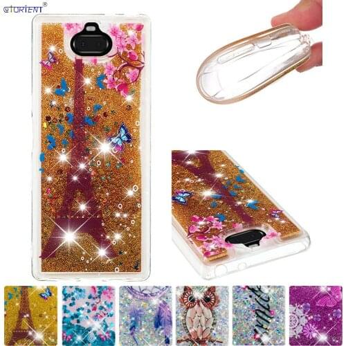 Bling Case for Sony Xperia 10 Plus Soft Silicone Fitted Cover Sony 10 Plus 2019 I3213 I3223 I4213 I4293 Glitter Liquid Back Capa