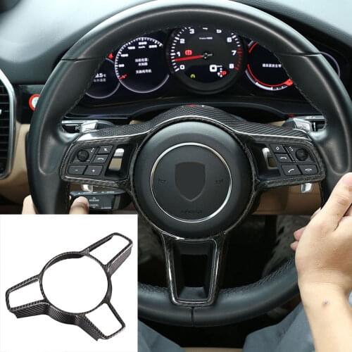 For Porsche Panamera 971 Macnan Cayenne Real Carbon Fiber Interior Steering Wheel Cover Trim Frame Protection Decoration 2014-20