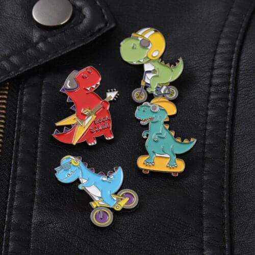 Fashion Cartoons Dinosaur Lapel Pins Enamel Badges Cute Anime Brooches For Women Metal Hijab Pin Decorative Brooch Badge Jewelry