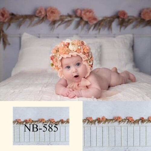 Floral Fence Headboard Backdrop Newborn Baby Milestone Portrait Photography Background White Wall With Fence Children Backdrops