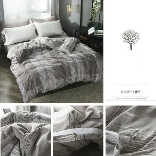 Yaapeet 1pc Geometric Duvet Cover Mirco Fiber Plaid Quilt Cover Elegant Plant Printed Bed Protection Brief Stripes Duvet Cover