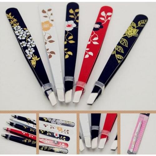 Makeup tools flower coated stainless steel eyebrow tweezers Clip