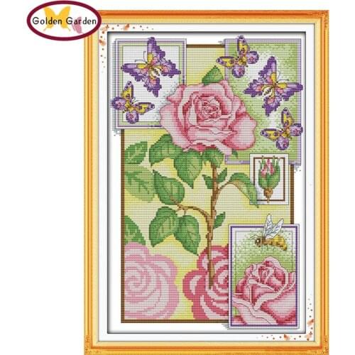GG Butterflies Over Flowers Handcraft Chinese Needlework Embroidery Christmas Counted Cross Stitch Patterns for Home Decoration