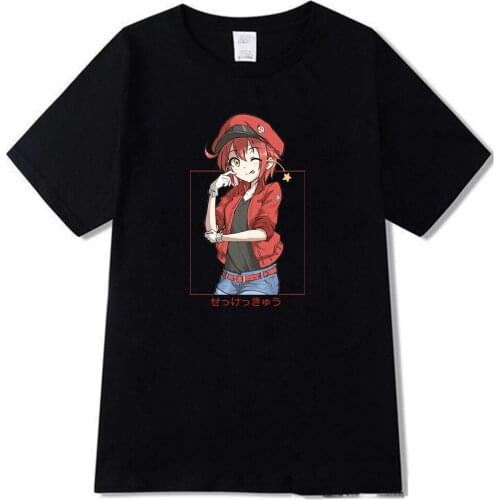 Cells at Work Kawaii Woman T-shirt Men Short Sleeve Cotton T Shirt Tees Tops Harajuku Streetwear