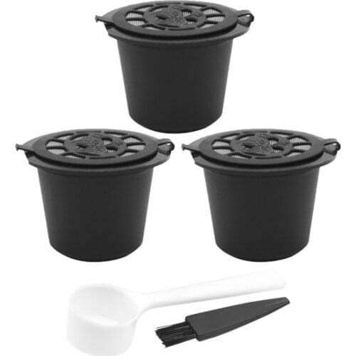 Coffee Appliance Coffee Capsule With Brush Spoon Coffee Filter 3Pcs With Spoon Filter 3pcs Filters Brush Reusable Coffee Capsule