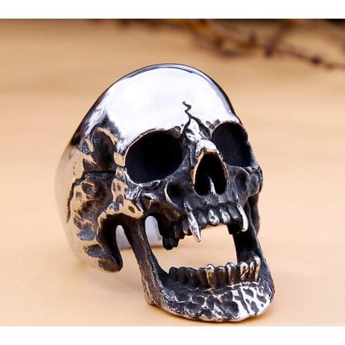 Retro Vampire Skull Rings for Men And Women High Polished Stainless Steel Gothic Skull Ring Trendy Punk Biker Jewelry size 7-15
