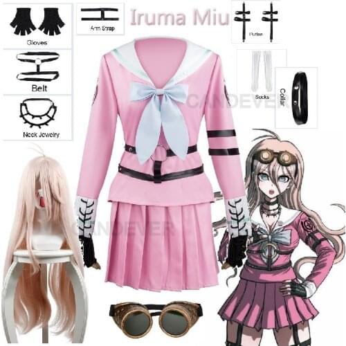 Costume Miu Iruma Cosplay Wigs Danganronpa V3:Killing Harmony Women Sailor Suit Halloween Carnival Uniform Sets Free Accessories